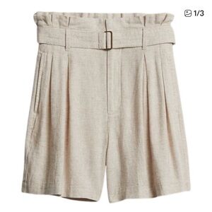 Banana Republic Women's Beige Linen-Blend Paperbag Shorts Size 16